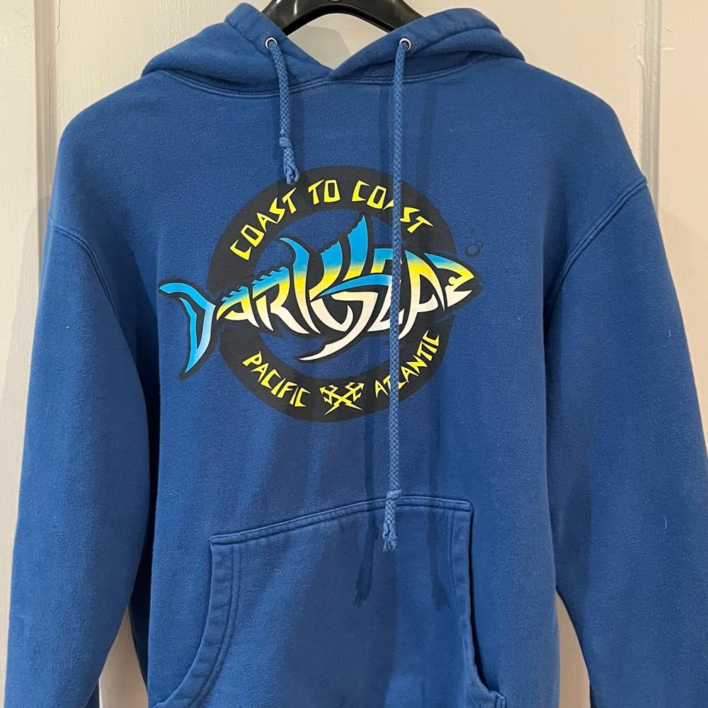 Men’s Dark Seas hoodie. Size small. Electric Blue color and very thick and warm.